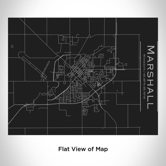 Rendered View of Marshall Minnesota Map Engraving on 20oz Stainless Steel Insulated Bottle with Bamboo Top in Black