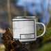 Right View Custom Marshall Minnesota Map Enamel Mug in Classic on Grass With Trees in Background