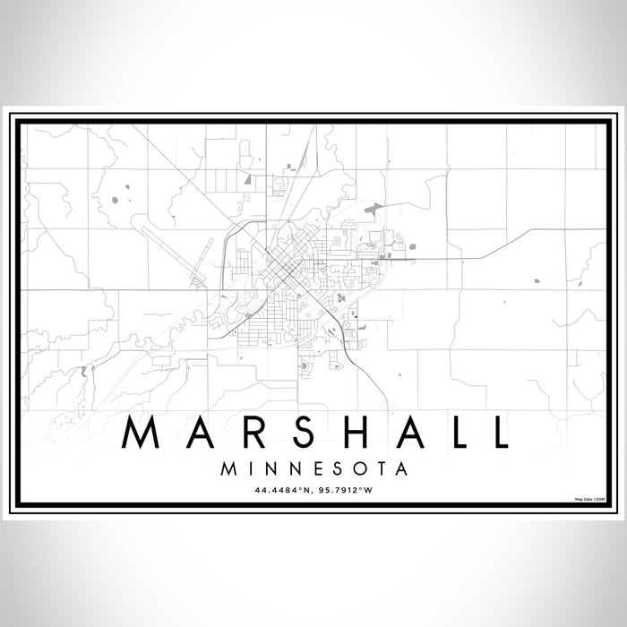 Marshall Minnesota Map Print Landscape Orientation in Classic Style With Shaded Background