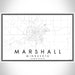 Marshall Minnesota Map Print Landscape Orientation in Classic Style With Shaded Background