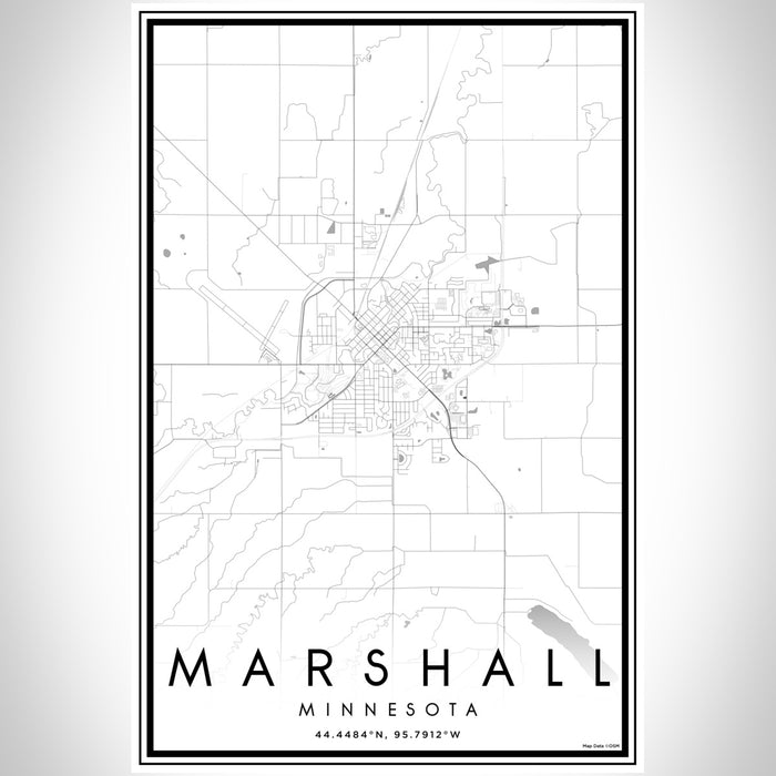 Marshall Minnesota Map Print Portrait Orientation in Classic Style With Shaded Background