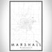 Marshall Minnesota Map Print Portrait Orientation in Classic Style With Shaded Background