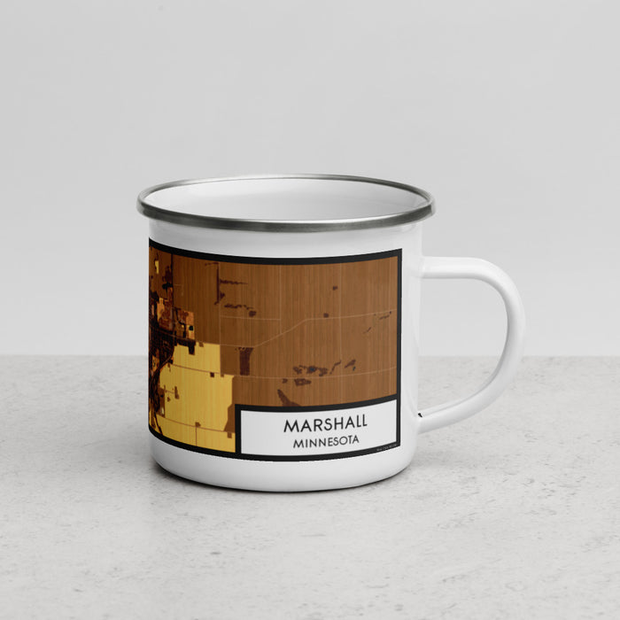 Right View Custom Marshall Minnesota Map Enamel Mug in Ember