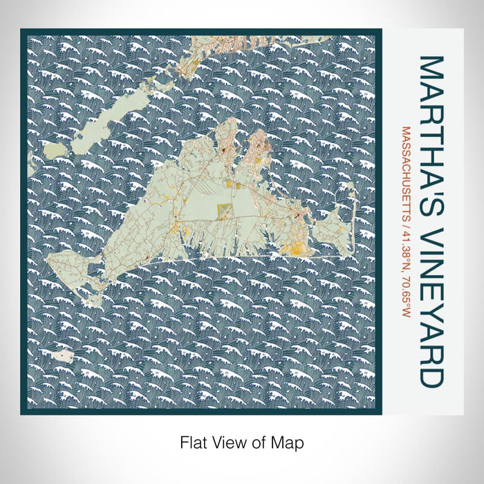 Rendered View of Martha's Vineyard Massachusetts Map on 17oz Stainless Steel Insulated Tumbler in Woodblock Map Style