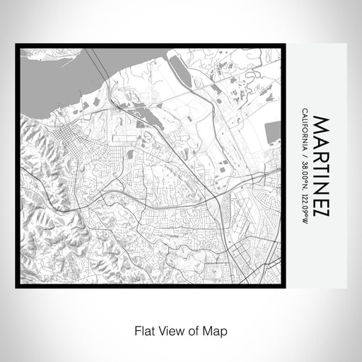 Rendered View of Martinez California Map on 20oz Stainless Steel Insulated Bottle with Bamboo Top with printed classic style map