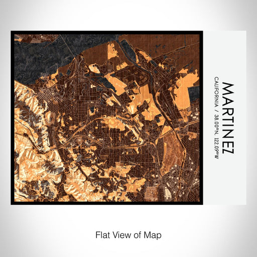 Rendered View of Martinez California Map on 20oz Stainless Steel Insulated Bottle with Bamboo Top with printed ember style map