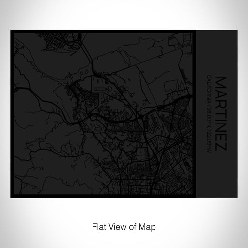 Rendered View of Martinez California Map on 20oz Stainless Steel Insulated Bottle with Bamboo Top in Matte Black with printed Tactile Lines Map in Black