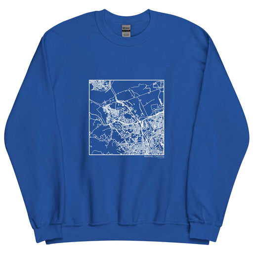 Martinez California  Map Unisex Crewneck Sweater with City inscription in Royal Blue
