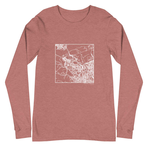 Martinez California  Map Unisex Long-Sleeve T-shirt with City inscription in Heather Mauve
