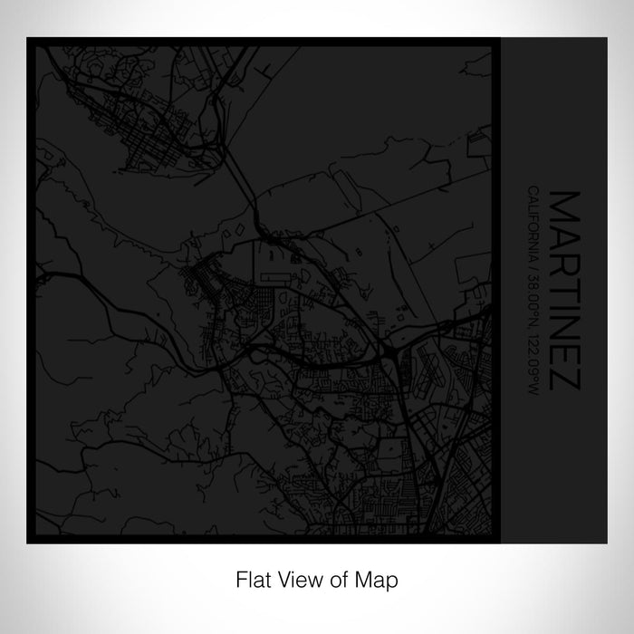 Rendered View of Martinez California Map on 17oz Stainless Steel Insulated Tumbler in Matte Black with Tactile Lines