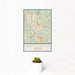 12x18 Martinsville Virginia Map Print Portrait Orientation in Woodblock Style With Small Cactus Plant in White Planter