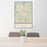 24x36 Martinsville Virginia Map Print Portrait Orientation in Woodblock Style Behind 2 Chairs Table and Potted Plant