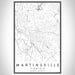 Martinsville Virginia Map Print Portrait Orientation in Classic Style With Shaded Background