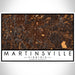 Martinsville Virginia Map Print Landscape Orientation in Ember Style With Shaded Background