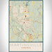 Martinsville Virginia Map Print Portrait Orientation in Woodblock Style With Shaded Background