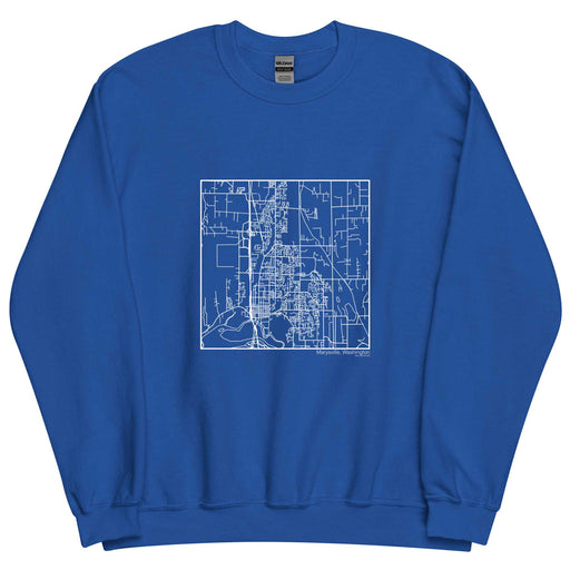 Marysville Washington  Map Unisex Crewneck Sweater with City inscription in Royal Blue