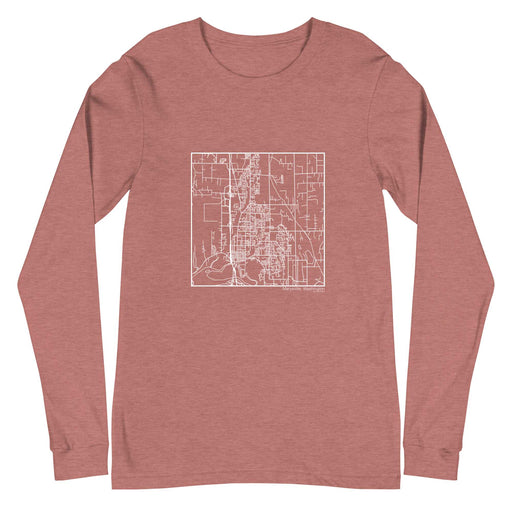 Marysville Washington  Map Unisex Long-Sleeve T-shirt with City inscription in Heather Mauve