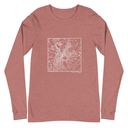 Maryville Tennessee  Map Unisex Long-Sleeve T-shirt with City inscription in Heather Mauve