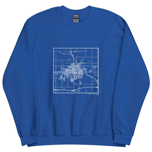 Mason City Iowa  Map Unisex Crewneck Sweater with City inscription in Royal Blue