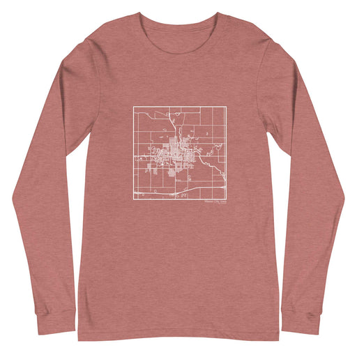 Mason City Iowa  Map Unisex Long-Sleeve T-shirt with City inscription in Heather Mauve