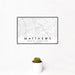 12x18 Matthews North Carolina Map Print Landscape Orientation in Classic Style With Small Cactus Plant in White Planter
