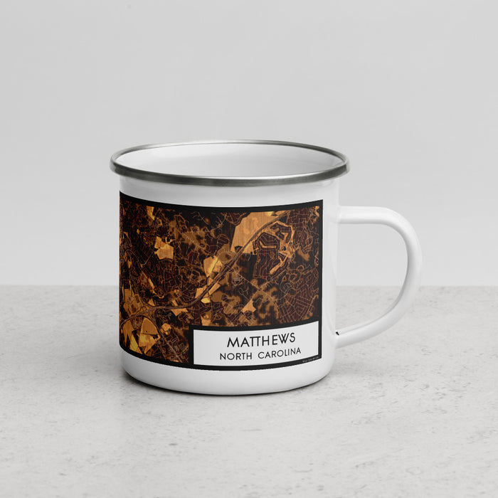 Right View Custom Matthews North Carolina Map Enamel Mug in Ember