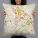 Person holding 22x22 Custom Matthews North Carolina Map Throw Pillow in Woodblock