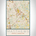 Matthews North Carolina Map Print Portrait Orientation in Woodblock Style With Shaded Background