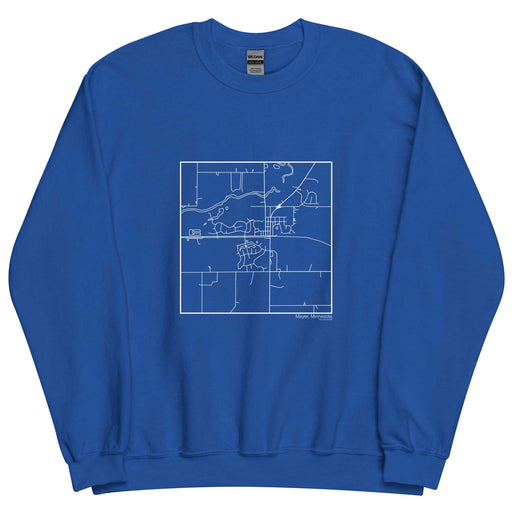 Mayer Minnesota  Map Unisex Crewneck Sweater with City inscription in Royal Blue
