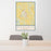 24x36 Mayfield Kentucky Map Print Portrait Orientation in Woodblock Style Behind 2 Chairs Table and Potted Plant