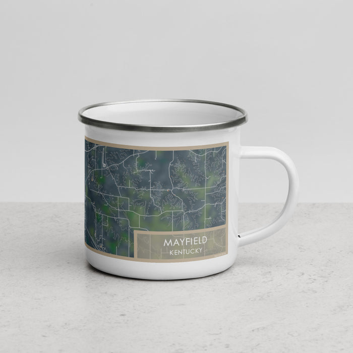 Right View Custom Mayfield Kentucky Map Enamel Mug in Afternoon