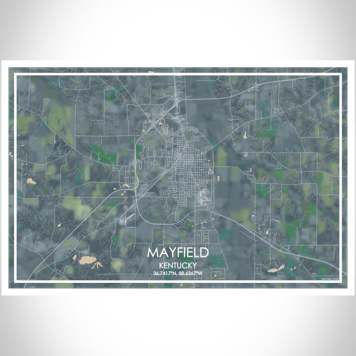 Mayfield Kentucky Map Print Landscape Orientation in Afternoon Style With Shaded Background