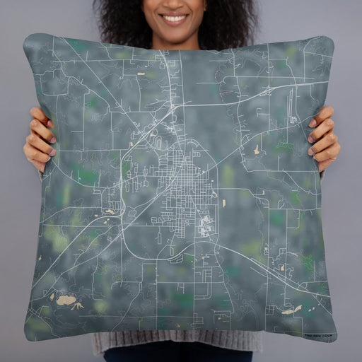 Person holding 22x22 Custom Mayfield Kentucky Map Throw Pillow in Afternoon
