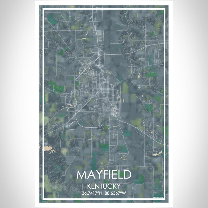 Mayfield Kentucky Map Print Portrait Orientation in Afternoon Style With Shaded Background