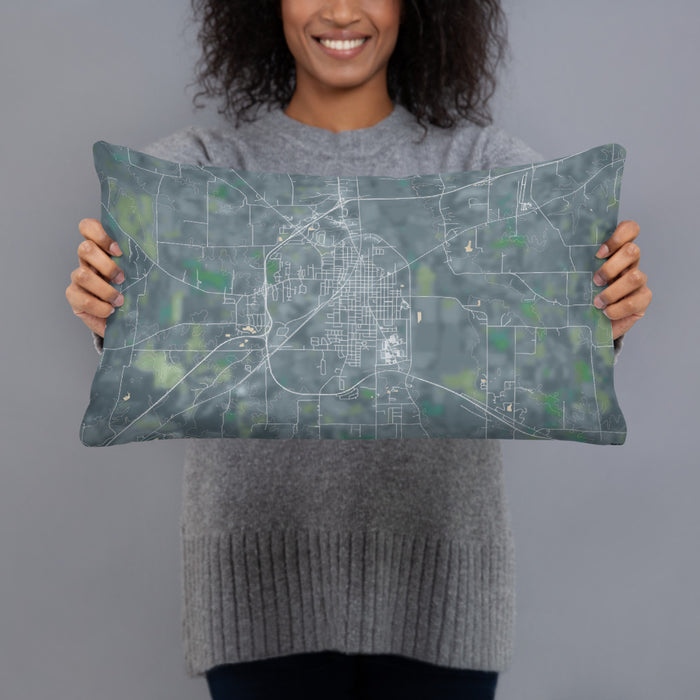 Person holding 20x12 Custom Mayfield Kentucky Map Throw Pillow in Afternoon