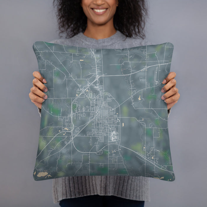 Person holding 18x18 Custom Mayfield Kentucky Map Throw Pillow in Afternoon