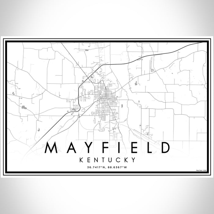 Mayfield Kentucky Map Print Landscape Orientation in Classic Style With Shaded Background
