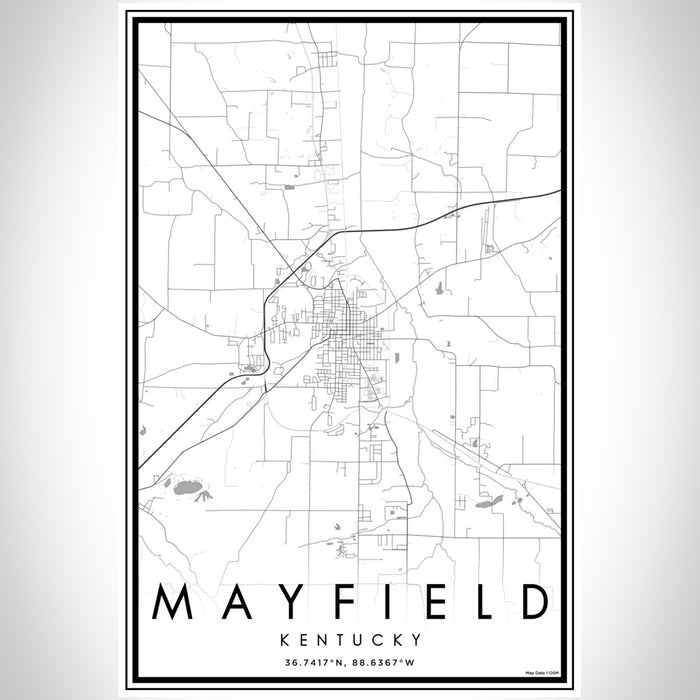 Mayfield Kentucky Map Print Portrait Orientation in Classic Style With Shaded Background