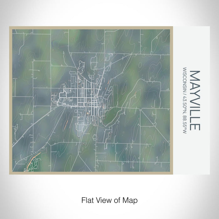 Rendered View of Mayville Wisconsin Map on 20oz Stainless Steel Insulated Bottle with Bamboo Top with printed afternoon style map