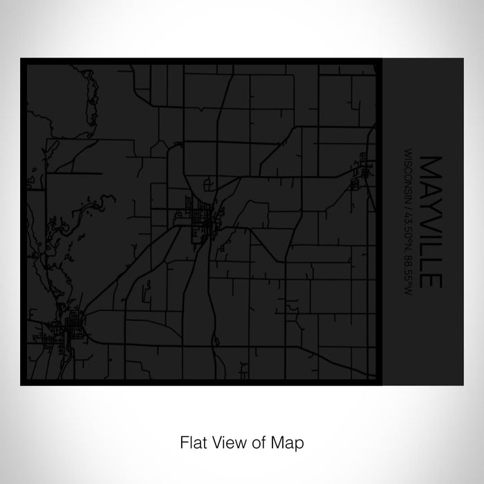 Rendered View of Mayville Wisconsin Map on 20oz Stainless Steel Insulated Bottle with Bamboo Top in Matte Black with printed Tactile Lines Map in Black