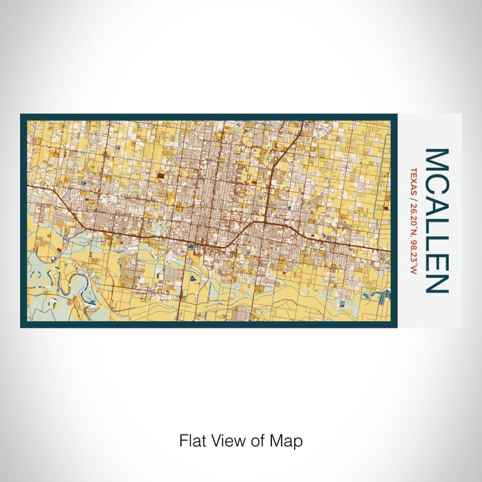 Rendered View of McAllen Texas Map on 17oz Stainless Steel Insulated Bottle with printed woodblock style map