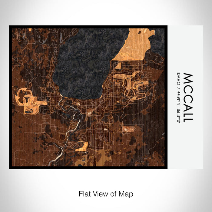 Rendered View of McCall Idaho Map on 20oz Stainless Steel Insulated Bottle with Bamboo Top with printed ember style map