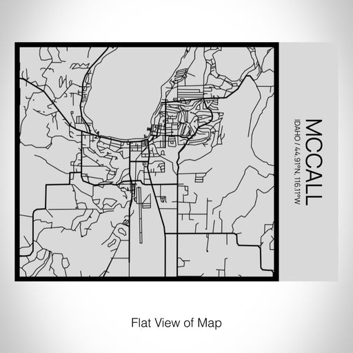 Rendered View of McCall Idaho Map on 20oz Stainless Steel Insulated Bottle with Bamboo Top with printed Tactile Lines Map in Black