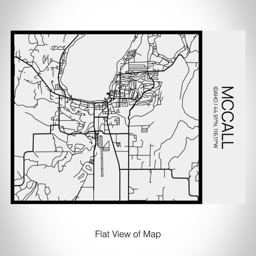 Rendered View of McCall Idaho Map on 20oz Stainless Steel Insulated Bottle with Bamboo Top in Matte White with printed Tactile Lines Map in Black
