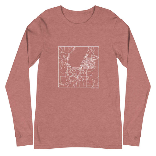 McCall Idaho  Map Unisex Long-Sleeve T-shirt with City inscription in Heather Mauve
