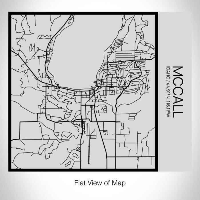 Rendered View of McCall Idaho Map on 17oz Stainless Steel Insulated Tumbler in Tactile Lines with Succulent in Background