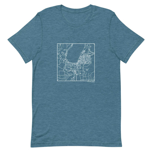 McCall Idaho  Map Unisex T-Shirt with City inscription in Heather Teal