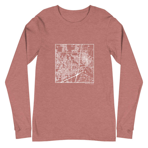 McKinney Texas  Map Unisex Long-Sleeve T-shirt with City inscription in Heather Mauve