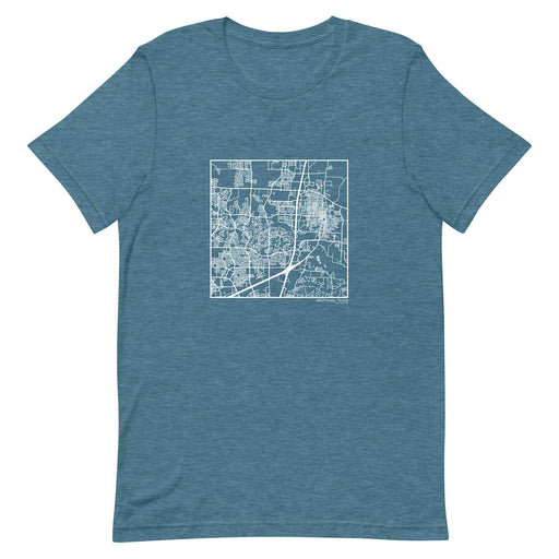 McKinney Texas  Map Unisex T-Shirt with City inscription in Heather Teal