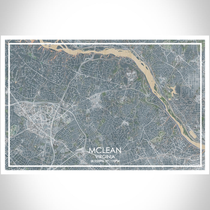 McLean Virginia Map Print Landscape Orientation in Afternoon Style With Shaded Background